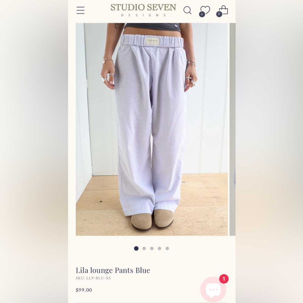 Studio Seven Lila Blue and White Striped Lounge Pant - Size S